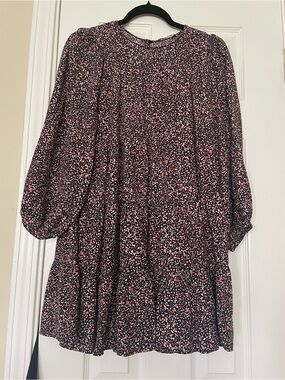 Zara Black Dress with Pink and White Floral Print
